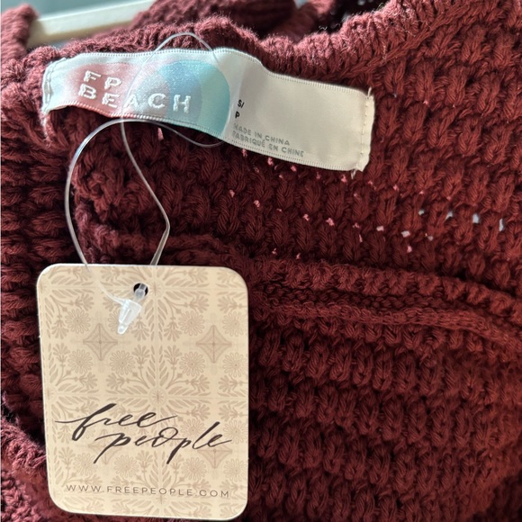 NWT Free People Clear Skies Fauxchet Sweater Romper/Cover Up in Wine Size S - Picture 5 of 8